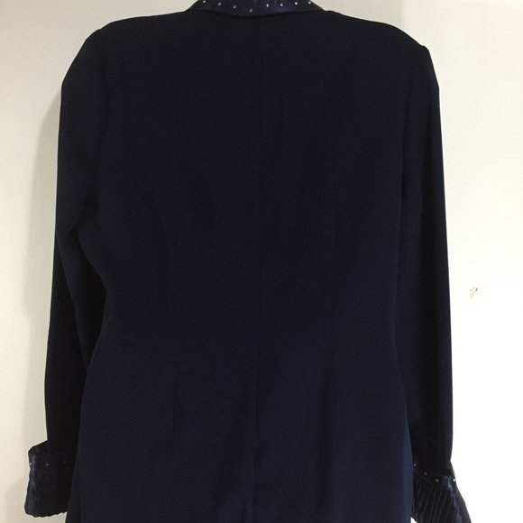 Dark Academia Womens Navy Blue Long Sleeve Dress Size 12 Button Front Princess C - Picture 9 of 10
